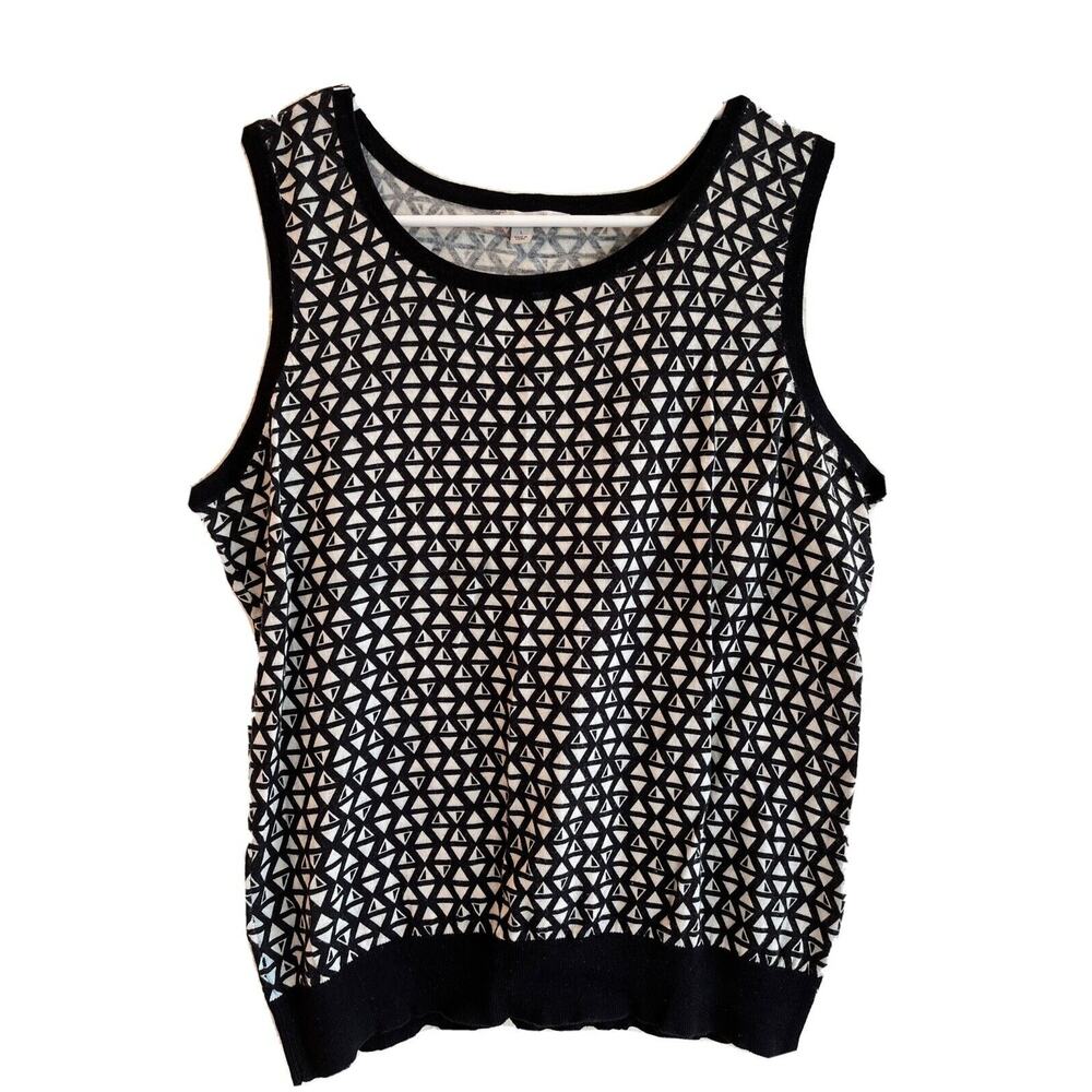 Halogen sz Large t-shirt tank geometric black and white